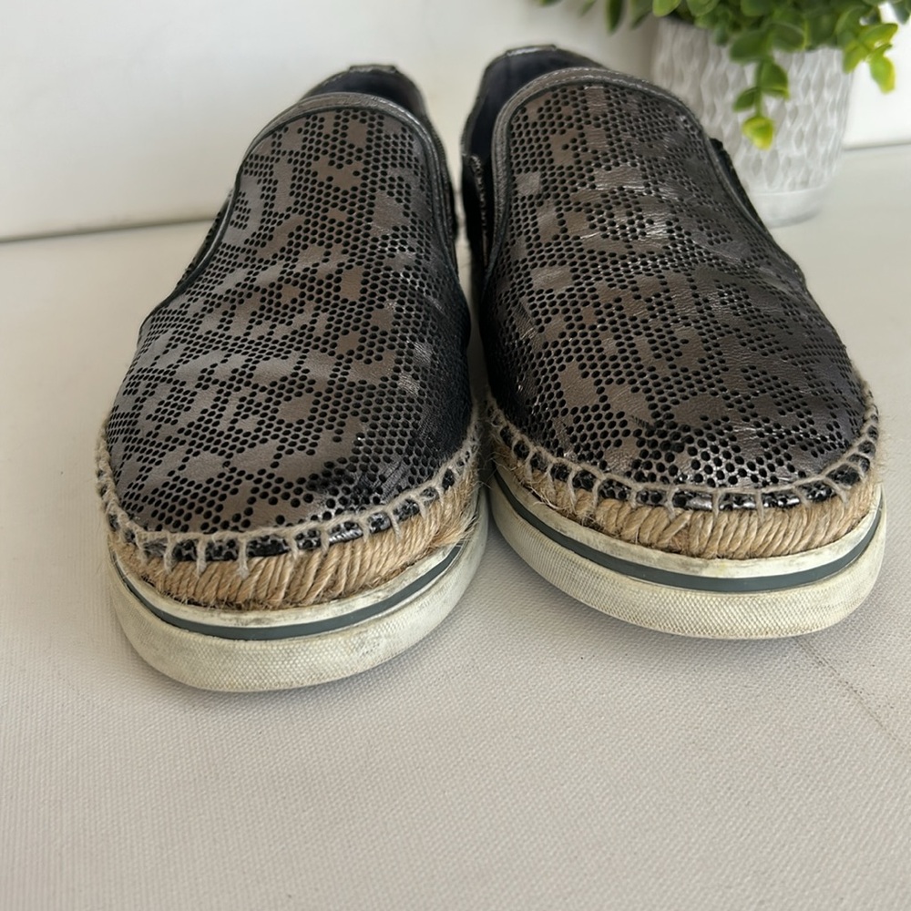 JIMMY CHOO DAWN STEEL SLIP ON LOGO ESPADRILLES SNEAKERS - Picture 7 of 17